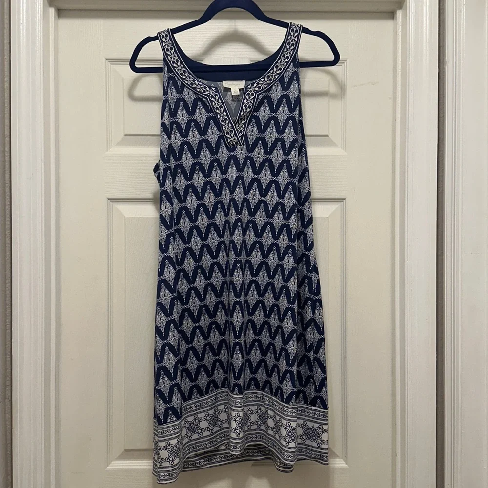 Blue and White Sleeveless Dress - Picture 1 of 2